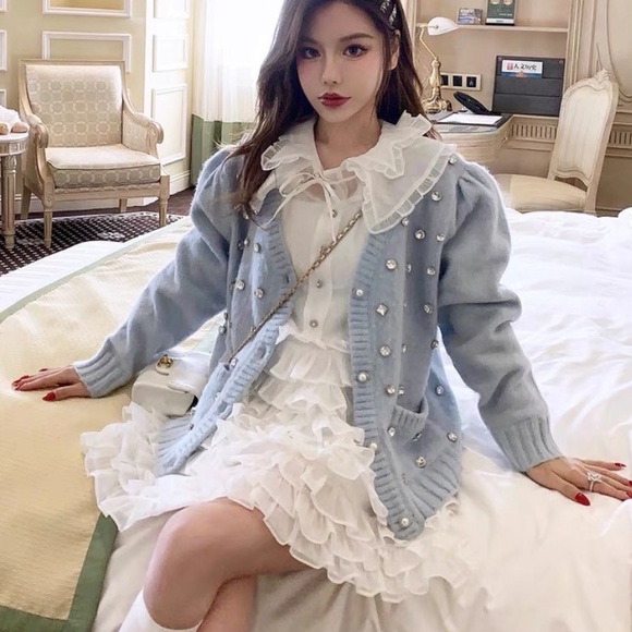 Japanese Kawaii Miu White Princess Balletcore Tiered Layered Ruffle Mini Dress - Picture 2 of 7